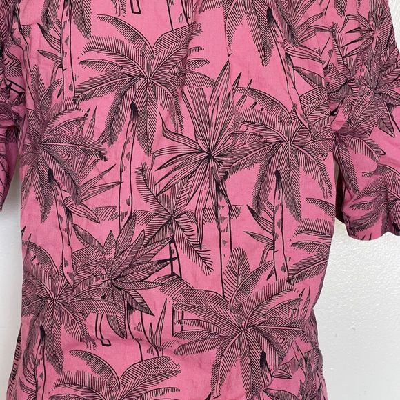 L.o.g.g. Womens Button down Shirt Size XS Pink Palms Print Hawaiian Tropical - Picture 8 of 12